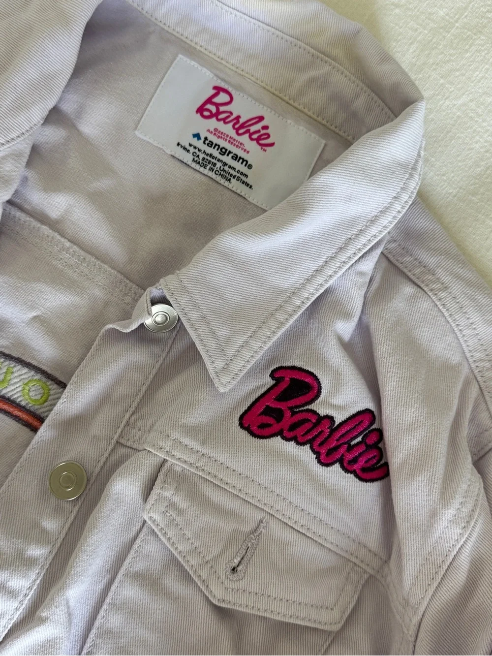 Barbie Truck Tour 2023 Exclusive Lavender Denim Jacket with Embroidery in L/XL - Picture 4 of 9